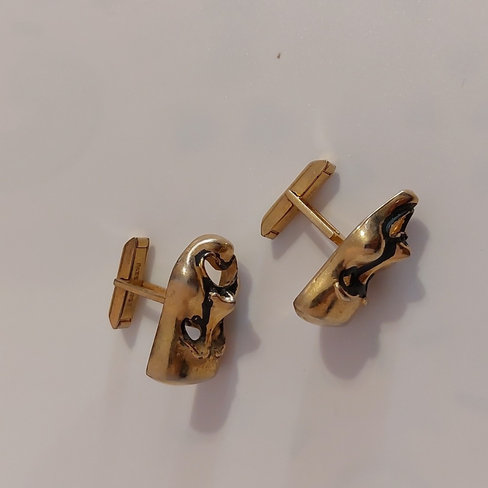 * Vintage Comedy Tragedy Drama Play Mask Cufflinks Patent 2472958 - Picture 3 of 4
